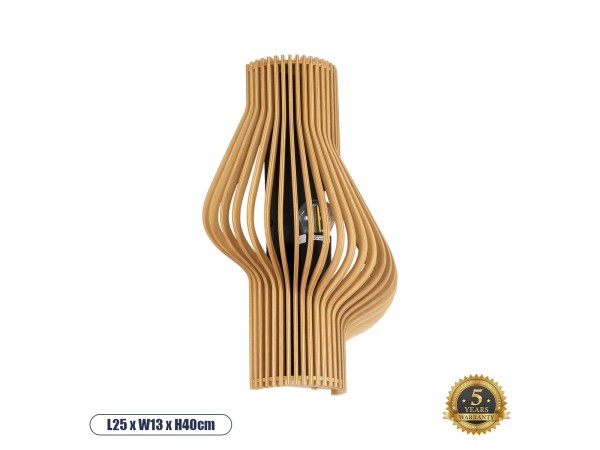 GLOBOSTAR® MIHIRO 02174 Boho Φωτιστικό Τοίχου - Απλίκα με Ντουί 1 x E27 AC 220-240V IP20 - Μπεζ - Μ25 x Π13 x Υ40cm