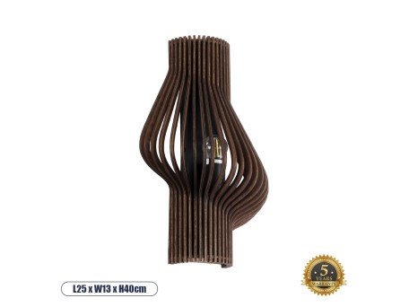 GLOBOSTAR® MIHIRO 02175 Boho Φωτιστικό Τοίχου - Απλίκα με Ντουί 1 x E27 AC 220-240V IP20 - Καφέ - Μ25 x Π13 x Υ40cm