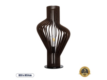 GLOBOSTAR® MIHIRO 02177 Boho Επιτραπέζιο Φωτιστικό Πορτατίφ με Ντουί 1 x E27 AC 220-240V IP20 - Καφέ & Μαύρο - Μ33 x Π33 x Υ57cm