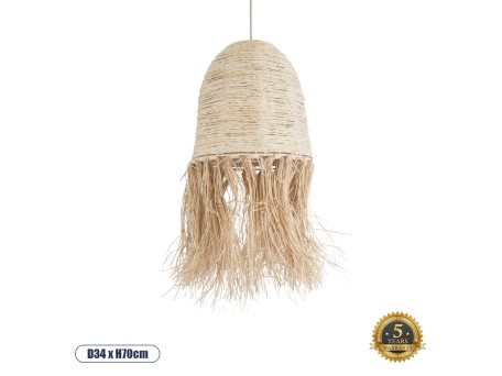 GLOBOSTAR® AREMBEPE 02178 Boho Κρεμαστό Φωτιστικό Οροφής με Ντουί 1 x E27 AC 220-240V IP20 - Μπεζ - Μ34 x Π34 x Υ70cm
