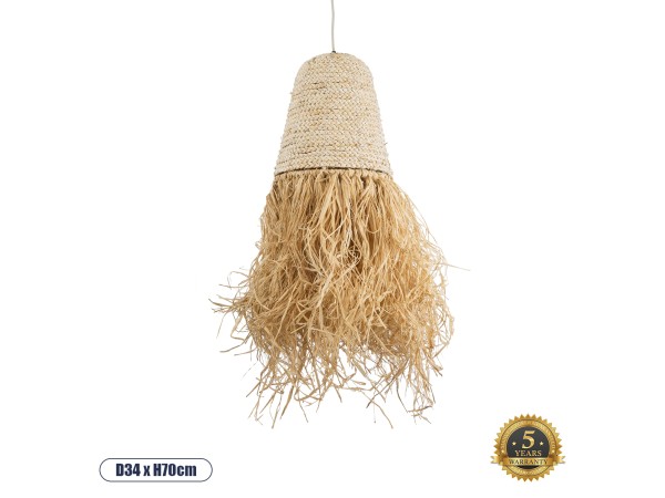 GLOBOSTAR® LETA 02189 Boho Κρεμαστό Φωτιστικό Οροφής με Ντουί 1 x E27 AC 220-240V IP20 - Μπεζ - Μ34 x Π34 x Υ70cm