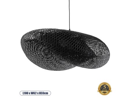 GLOBOSTAR® MEXICO 02203 Boho Κρεμαστό Φωτιστικό Οροφής με Ντουί 1 x E27 AC 220-240V IP20 - Μαύρο - Μ100 x Π62 x Υ33cm