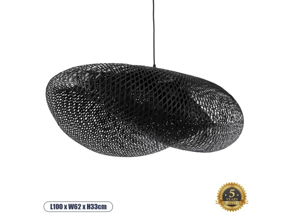 GLOBOSTAR® MEXICO 02203 Boho Κρεμαστό Φωτιστικό Οροφής με Ντουί 1 x E27 AC 220-240V IP20 - Μαύρο - Μ100 x Π62 x Υ33cm GLOBOSTAR® MEXICO 02203 Boho Κρεμαστό Φωτιστικό Οροφής με Ντουί 1 x E27 AC 220-240V IP20 - Μαύρο - Μ100 x Π62 x Υ33cm