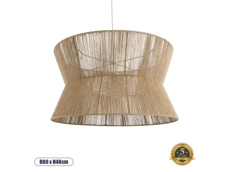 GLOBOSTAR® BISBEE 02205 Boho Κρεμαστό Φωτιστικό Οροφής με Ντουί 1 x E27 AC 220-240V IP20 - Μπεζ - Μ80 x Π80 x Υ48cm