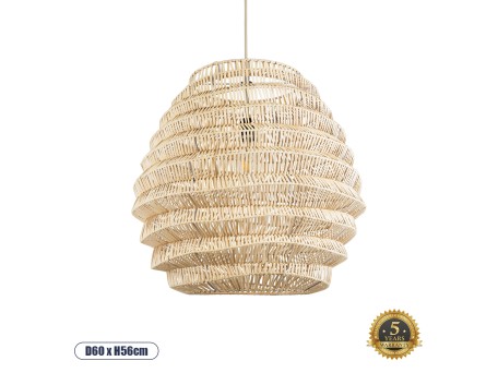GLOBOSTAR® OREGON 02206 Boho Κρεμαστό Φωτιστικό Οροφής με Ντουί 1 x E27 AC 220-240V IP20 - Μπεζ - Μ60 x Π60 x Υ56cm