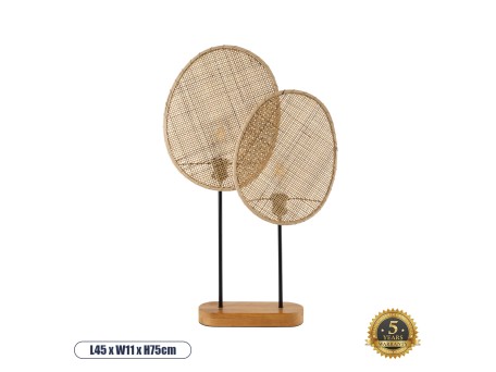 GLOBOSTAR® AZUL 02231 Boho Επιτραπέζιο Φωτιστικό Πορτατίφ με Ντουί 2 x E27 AC 220-240V IP20 - Μπεζ & Μαύρο - Μ45 x Π11 x Υ75cm