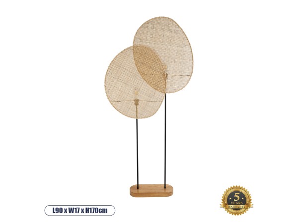 GLOBOSTAR® AZUL 02232 Boho Επιδαπέδιο Φωτιστικό με Ντουί 2 x E27 AC 220-240V IP20 - Μπεζ & Μαύρο - Μ90 x Π17 x Υ170cm