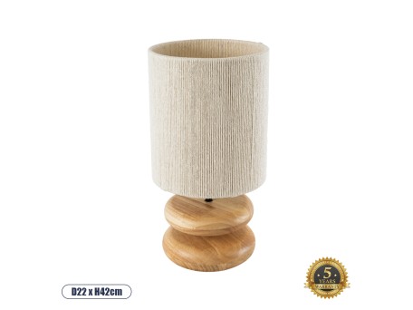 GLOBOSTAR® TUVALU 02236 Boho Επιτραπέζιο Φωτιστικό Πορτατίφ με Ντουί 1 x E27 AC 220-240V IP20 - Καφέ & Μπεζ - Μ22 x Π22 x Υ42cm