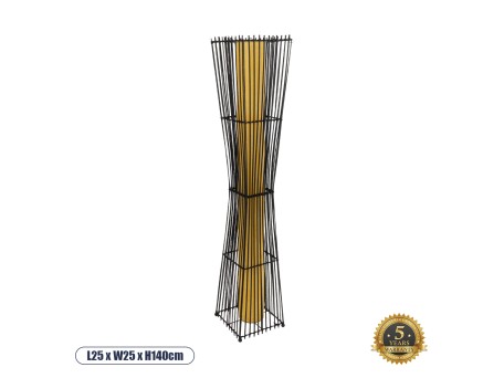 GLOBOSTAR® PALMA 02274 Boho Επιδαπέδιο Φωτιστικό με Ντουί 2 x E27 AC 220-240V IP20 - Μαύρο & Μπεζ - Μ25 x Π25 x Υ140cm