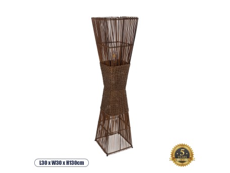 GLOBOSTAR® PALMA 02275 Boho Επιδαπέδιο Φωτιστικό με Ντουί 2 x E27 AC 220-240V IP20 - Καφέ - Μ30 x Π30 x Υ130cm