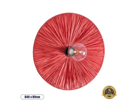 GLOBOSTAR® COLOMBO 02281 Boho Φωτιστικό Τοίχου - Απλίκα με Ντουί 1 x E27 AC 220-240V IP20 - Κόκκινο - Μ40 x Π40 x Υ9cm
