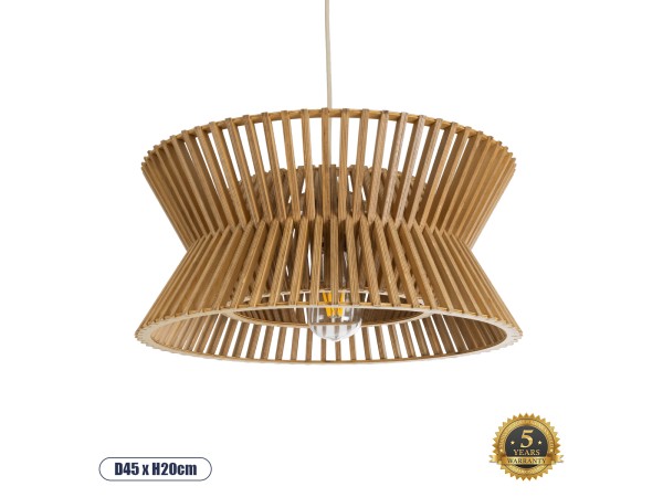 GLOBOSTAR® BIMINI 02287 Boho Κρεμαστό Φωτιστικό Οροφής με Ντουί 1 x E27 AC 220-240V IP20 - Καφέ - Μ45 x Π45 x Υ20cm