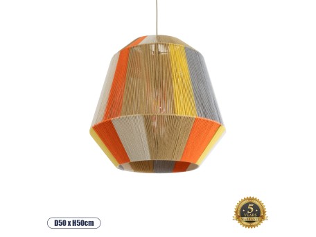GLOBOSTAR® SALERNO 02289 Boho Κρεμαστό Φωτιστικό Οροφής με Ντουί 1 x E27 AC 220-240V IP20 - Πολύχρωμο - Μ50 x Π50 x Υ50cm