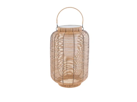 GLOBOSTAR® GRAMBIAN 02304 Boho Επιδαπέδιο Φωτιστικό LED 5W 200lm 180° με Ενσωματωμένο Φωτοβολταϊκό Panel 6V 1W & Επαναφορτιζόμενη Μπαταρία Li-ion 3.2V 1000mAh Αδιάβροχο IP65 Θερμό Λευκό 2700K - Sanan SMD Chip - Μπεζ - Μ30 x Π30 x Υ48cm - 2 Χρόνια Εγγύηση