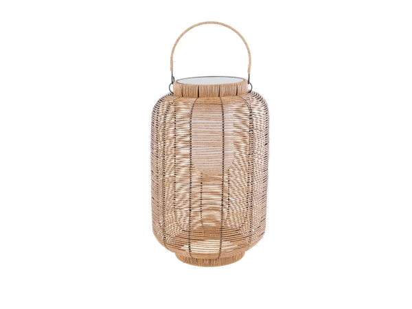GLOBOSTAR® GRAMBIAN 02304 Boho Επιδαπέδιο Φωτιστικό LED 5W 200lm 180° με Ενσωματωμένο Φωτοβολταϊκό Panel 6V 1W & Επαναφορτιζόμενη Μπαταρία Li-ion 3.2V 1000mAh Αδιάβροχο IP65 Θερμό Λευκό 2700K - Sanan SMD Chip - Μπεζ - Μ30 x Π30 x Υ48cm - 2 Χρόνια Εγγύηση