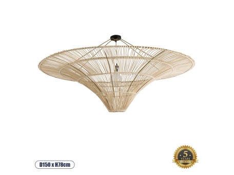 GLOBOSTAR® PALERMO 02309 Boho Φωτιστικό Οροφής με Ντουί 1 x E27 AC 220-240V IP20 - Μπεζ - Μ150 x Π150 x Υ78cm