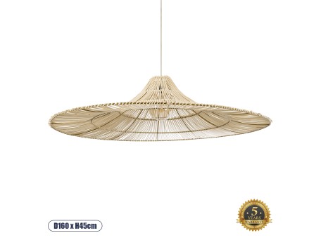 GLOBOSTAR® PALERMO 02311 Boho Κρεμαστό Φωτιστικό Οροφής με Ντουί 1 x E27 AC 220-240V IP20 - Μπεζ - Μ160 x Π160 x Υ45cm