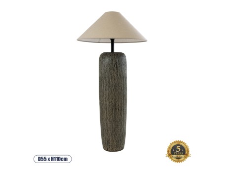 GLOBOSTAR® OLIANA 02315 Boho Επιδαπέδιο Φωτιστικό με Ντουί 1 x E27 AC 220-240V IP20 - Γκρι & Μπεζ - Μ55 x Π55 x Υ110cm