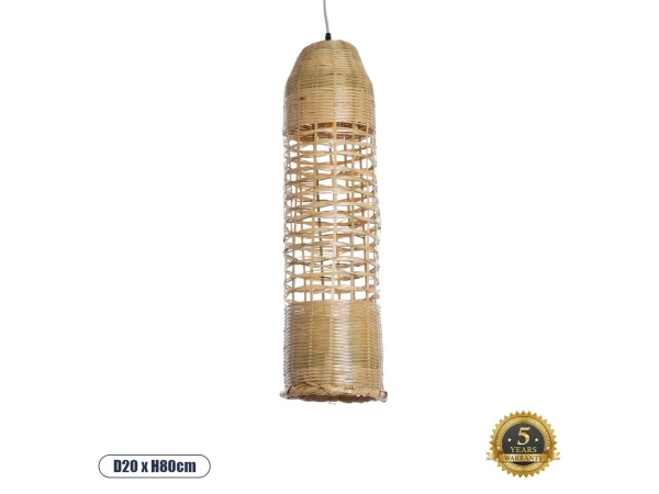 GLOBOSTAR® WAIKIKI 02350 Boho Κρεμαστό Φωτιστικό Οροφής με Ντουί 1 x E27 AC 220-240V IP20 - Μπεζ - Μ20 x Π20 x Υ80cm