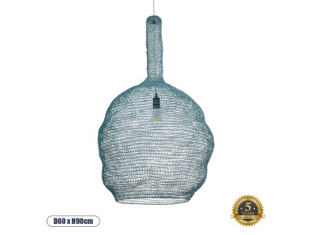 GLOBOSTAR® KENTUCKY 02355 Vintage Κρεμαστό Φωτιστικό Οροφής με Ντουί 1 x E27 AC 220-240V IP20 - Τιρκουάζ - Μ60 x Π60 x Υ90cm