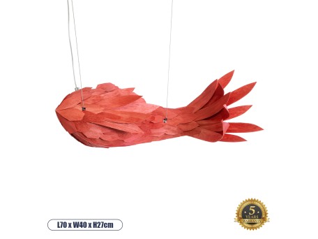 GLOBOSTAR® GOURAMI 02360 Μοντέρνο Κρεμαστό Φωτιστικό Οροφής με Ντουί 1 x E27 AC 220-240V IP20 - Κόκκινο - Μ70 x Π40 x Υ27cm