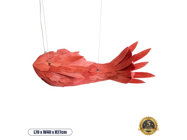 GLOBOSTAR® GOURAMI 02360 Μοντέρνο Κρεμαστό Φωτιστικό Οροφής με Ντουί 1 x E27 AC 220-240V IP20 - Κόκκινο - Μ70 x Π40 x Υ27cm