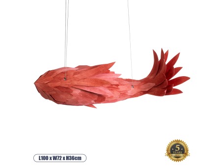 GLOBOSTAR® GOURAMI 02361 Μοντέρνο Κρεμαστό Φωτιστικό Οροφής με Ντουί 1 x E27 AC 220-240V IP20 - Κόκκινο - Μ100 x Π72 x Υ36cm