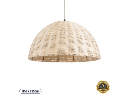 GLOBOSTAR® MONTANA 02378 Boho Κρεμαστό Φωτιστικό Οροφής με Ντουί 1 x E27 AC 220-240V IP20 - Μπεζ - Μ50 x Π50 x Υ25cm