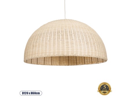 GLOBOSTAR® MONTANA 02380 Boho Κρεμαστό Φωτιστικό Οροφής με Ντουί 1 x E27 AC 220-240V IP20 - Μπεζ - Μ120 x Π120 x Υ60cm