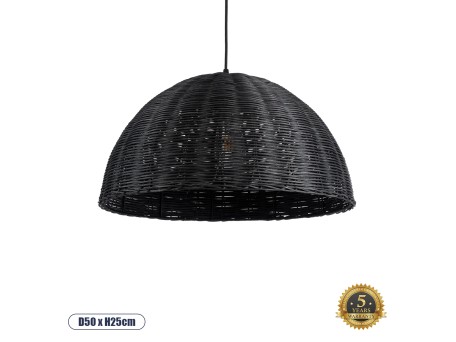 GLOBOSTAR® MONTANA 02383 Boho Κρεμαστό Φωτιστικό Οροφής με Ντουί 1 x E27 AC 220-240V IP20 - Μαύρο - Μ50 x Π50 x Υ25cm