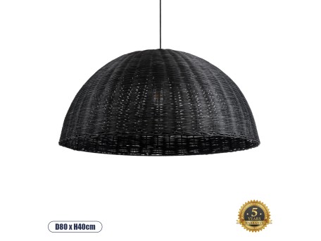 GLOBOSTAR® MONTANA 02384 Boho Κρεμαστό Φωτιστικό Οροφής με Ντουί 1 x E27 AC 220-240V IP20 - Μαύρο - Μ80 x Π80 x Υ40cm