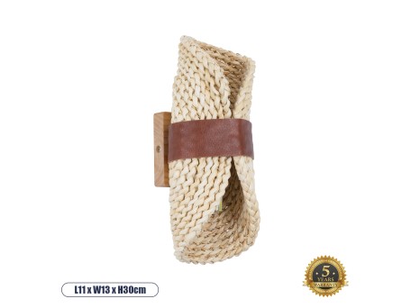 GLOBOSTAR® GUAVA 02385 Boho Φωτιστικό Τοίχου - Απλίκα με Ντουί 2 x G9 AC 220-240V IP20 - Μπεζ & Καφέ - Μ11 x Π13 x Υ30cm