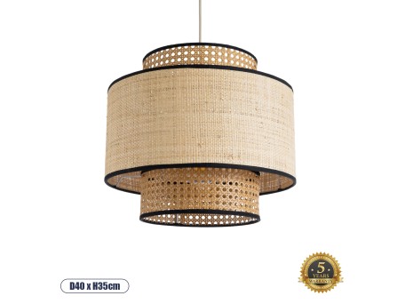 GLOBOSTAR® BRAVADO 02386 Boho Κρεμαστό Φωτιστικό Οροφής με Ντουί 1 x E27 AC 220-240V IP20 - Μπεζ- Μ40 x Π40 x Υ35cm