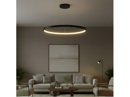 kelvo® NEMESIS KLV-101-0214 Κρεμαστό Φωτιστικό Οροφής LED 75W 7500lm 180° AC 220-240V IP20 Ρυθμιζόμενο Λευκό CCT με Χειριστήριο από 2700K έως 6000K Dimmable - Lumileds SMD Chip - Μαύρο Ματ - Μ100 x Π100 x Υ4cm - 3 Χρόνια Εγγύηση