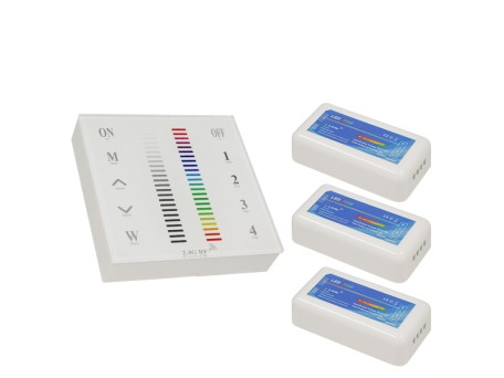 Ασύρματος LED RGB Controller με Χειριστήριο Τοίχου Αφής 2.4G RF 12v (432w) - 24v (864w) DC για Τρία Group GloboStar 04053