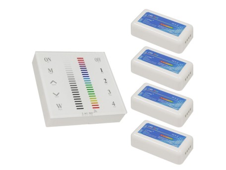 Ασύρματος LED RGB Controller με Χειριστήριο Τοίχου Αφής 2.4G RF 12v (576w) - 24v (1152w) DC για Τέσσερα Group GloboStar 04054