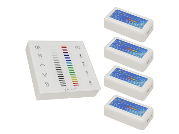 Ασύρματος LED RGB Controller με Χειριστήριο Τοίχου Αφής 2.4G RF 12v (576w) - 24v (1152w) DC για Τέσσερα Group GloboStar 04054