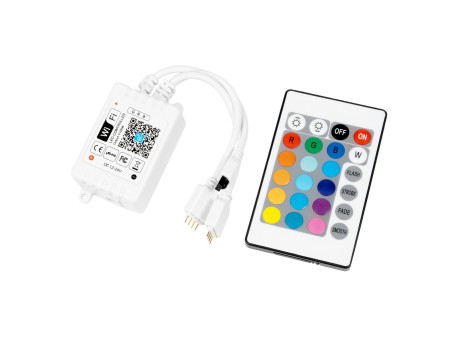GloboStar® 73411 Ασύρματος Smart Home Wi-Fi LED RGB Controller με 2 Εξόδους RGB και Χειριστήριο IR DC 12V Max 100W - DC 24V Max 200W Μ17xΠ3.5xΥ2