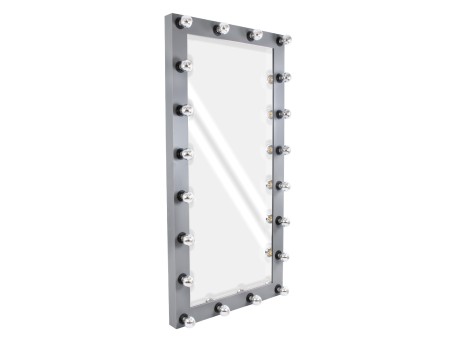 GloboStar® MAKEUP MIRROR-160x80-6 Μοντέρνος Καθρέπτης Μακιγιάζ με Πλαίσιο Φυσικού Ξύλου με Διακόπτη On/Off 20 x E27 AC220-240V - Μ80 x Π7 x Υ160cm - Γκρι Ανθρακί