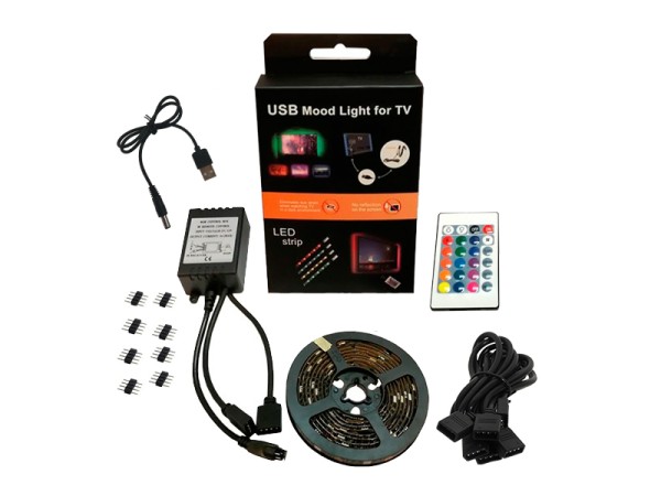 Πλήρες Κιτ Κρυφού Φωτισμού RGB με USB για Τηλεοράσεις και Τηλεχειριστήριο GloboStar 06006
