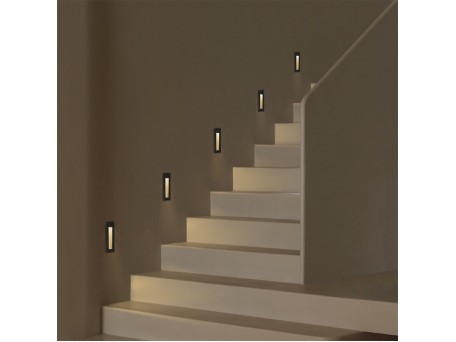 kelvo® STEPART KLV-101-0092 Χωνευτό Φωτιστικό Σκαλοπατιού / Διαδρόμου LED 3W 375lm 45° AC 220-240V Αδιάβροχο IP65 Θερμό Λευκό 2700K - Lumileds SMD Chip & TÜV SÜD Driver - Μαύρο Ματ - Μ6.5 x Π6.5 x Υ21cm / Q5.4 x 18.9cm - 5 Χρόνια Εγγύηση