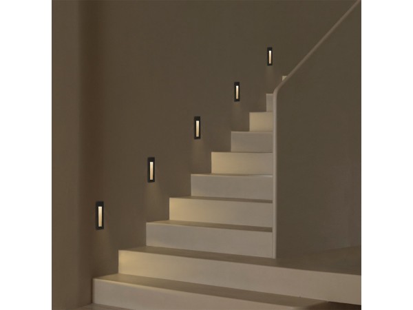 kelvo® STEPART KLV-101-0092 Χωνευτό Φωτιστικό Σκαλοπατιού / Διαδρόμου LED 3W 375lm 45° AC 220-240V Αδιάβροχο IP65 Θερμό Λευκό 2700K - Lumileds SMD Chip & TÜV SÜD Driver - Μαύρο Ματ - Μ6.5 x Π6.5 x Υ21cm / Q5.4 x 18.9cm - 5 Χρόνια Εγγύηση