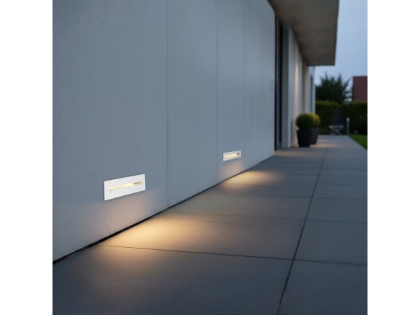 kelvo® STEPART KLV-101-0088 Χωνευτό Φωτιστικό Σκαλοπατιού / Διαδρόμου LED 4W 500lm 45° AC 220-240V Αδιάβροχο IP65 Θερμό Λευκό 2700K - Lumileds SMD Chip & TÜV SÜD Driver - Λευκό Ματ - Μ21 x Π5.5 x Υ6.5cm / Q20.3 x 5.6cm - 5 Χρόνια Εγγύηση