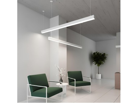 kelvo® ORION KLV-101-0363 Κρεμαστό Γραμμικό Φωτιστικό Οροφής LED 72W 7200lm 120° AC 220-240V IP20 Ρυθμιζόμενο Λευκό CCT με Χειριστήριο από 2700K έως 6000K Dimmable - Lumileds SMD Chip - Λευκό Ματ - Μ120 x Π5 x Υ7.5cm - 3 Χρόνια Εγγύηση