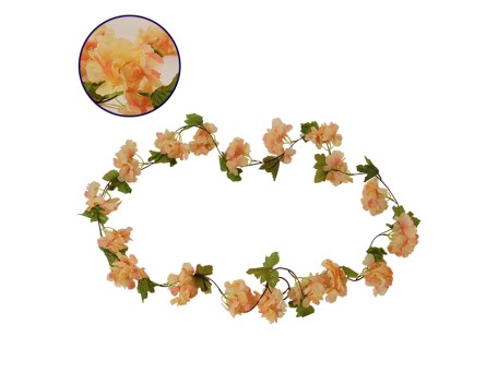 GloboStar® 09022 Τεχνητό Κρεμαστό Φυτό Διακοσμητική Γιρλάντα Μήκους 2.2 μέτρων με 18 X Άνθη Κερασιάς Σομόν