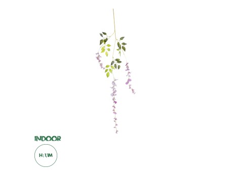 GloboStar® 09030 Τεχνητό Κρεμαστό Διακοσμητικό Φυτό Μήκους 1.1 μέτρων με 3 X Κλαδιά Βιστέρια Λιλά