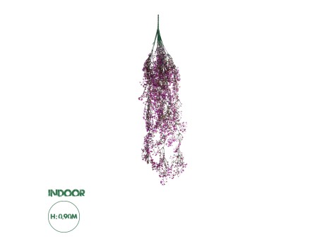 GloboStar® 09036 Τεχνητό Κρεμαστό Διακοσμητικό Φυτό Μήκους 1.2 μέτρων με 13 X Κλαδιά Πυξός Πράσινο Μωβ