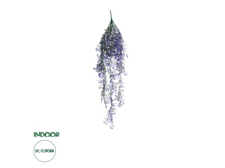 GloboStar® 09037 Τεχνητό Κρεμαστό Διακοσμητικό Φυτό Μήκους 1.2 μέτρων με 15 X Κλαδιά Φύλλωμα Ρούστικ Πράσινο Μωβ