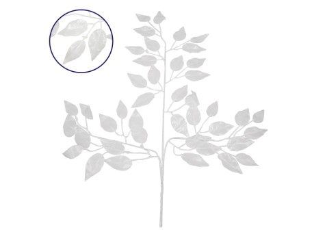 GloboStar® 09055 Τεχνητό Φυτό Διακοσμητικό Κλαδί Διαστάσεων M21cm x Υ27cm με 3 X Λευκά Κλαδιά και Φύλλωμα Φύκος