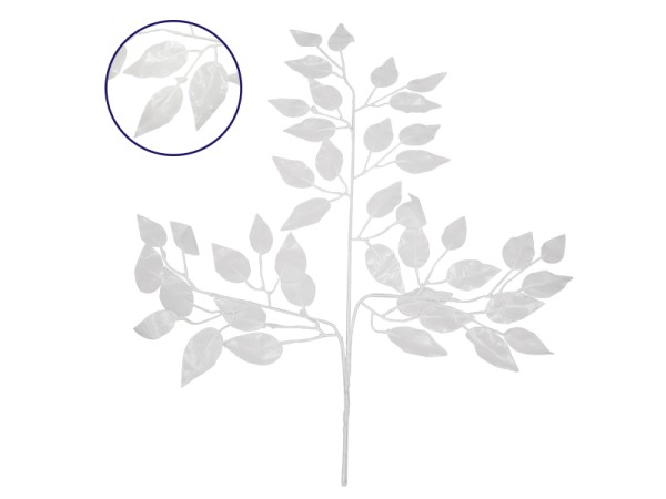 GloboStar® 09055 Τεχνητό Φυτό Διακοσμητικό Κλαδί Διαστάσεων M21cm x Υ27cm με 3 X Λευκά Κλαδιά και Φύλλωμα Φύκος